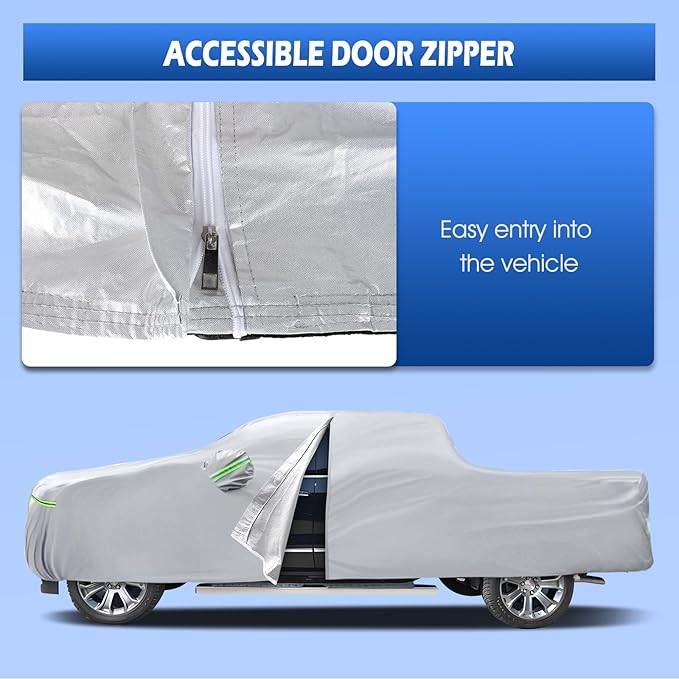 Car Cover Fit for GMC Sierra 1500 Short Bed, Migaven Truck Cover Waterproof All Weather Full Exterior Cover Sun Rain Protection with Door Zipper