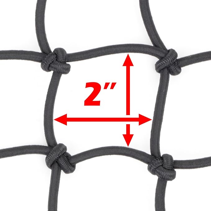 Powertye 15in x 30in Elastic Cargo Net with 10 Adjustable Hooks and Tight 2in x 2in Mesh, Orange