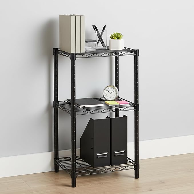 Honey-Can-Do Small 3-Tier Adjustable Storage Shelving Unit SHF-09209 Black 600 lbs