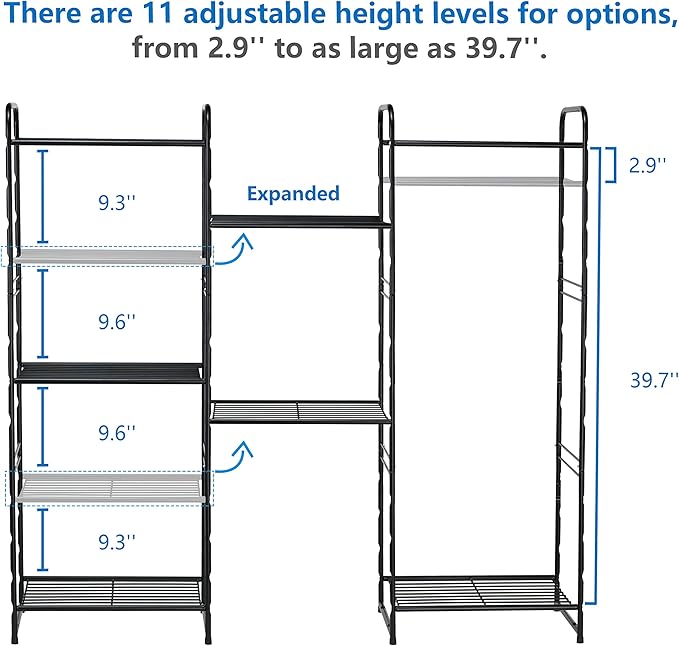 5 Tier Shelf, Heavy Duty Metal Bathroom Shelf Plant Stand, Stackable, Black