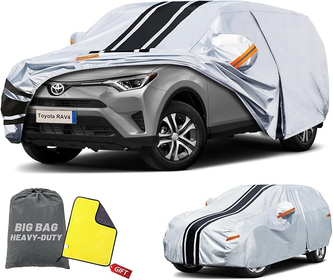 SUV Car Cover Custom Fit for Honda CRV (1995-2025), Toyota RAV4 (1996-2025), Waterproof All Weather for Automobiles Full Exterior Cover Rain Sun Snow UV Protector.