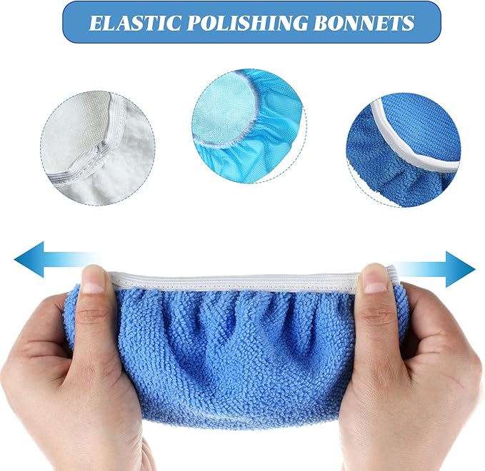 20 Pieces Car Orbital Buffer Polisher Pad Bonnet Microfiber Max Bonnet Polishing Buffing Pad Cover(7-8 Inches)