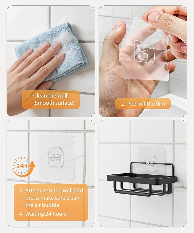 MaraFansie Transparent Adhesive Wall Hooks, Seamless Adhesive Hooks Sticker for Smooth Surface Bathroom/Office/Kitchen (12, 3 Types)