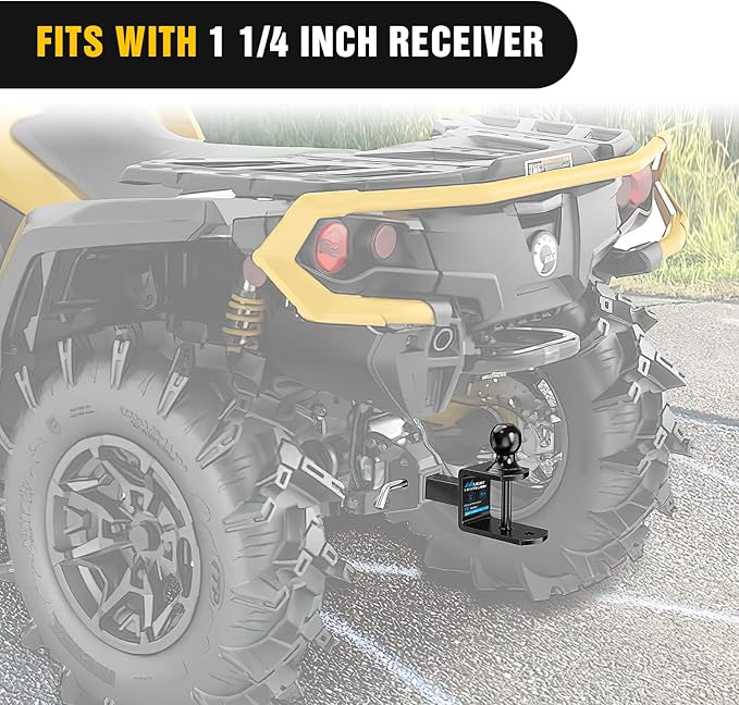 Nilight 3 in 1 ATV UTV Multi Hitch Mount Fits 1-1/4" Receiver with 2 inch Ball Hitch Rated 2000 LBS Winch Strap Loop Rated 5000 LBS