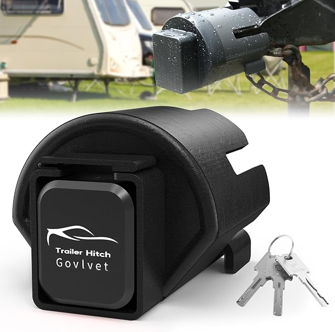 Trailer Lock Fits 2" and 2-5/16" Couplers - Heavy Duty Anti-Theft Trailer Hitch Locks, Ultra-Thick Solid Steel Trailer Coupler Locks Tongue Lock, Camper Accessories for RV, Trailer, Boat