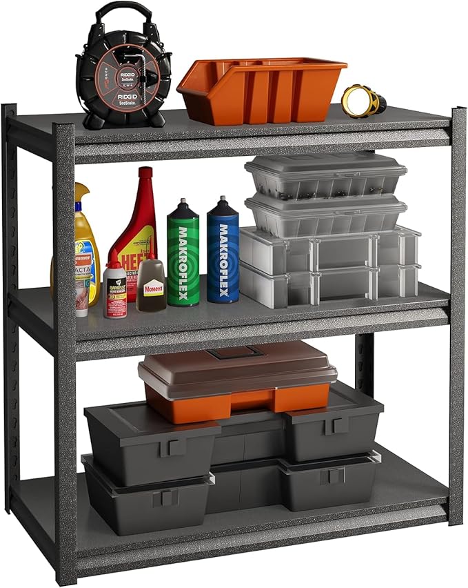 32" W Garage Shelving,900LBS Loads Adjustable Garage Storage Shelves, 3-Tier Metal Storage Racks and Shelving Units, Utility Rack Shelves (16" D x 32" W x 32" H)