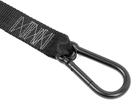 PowerTye 1.5in x 6.5ft Heavy-Duty Special Edition Ratchet Straps with Soft-Tye and Black Carabiner Hooks - 1,000 lb Working Load Limit - Made in USA - Black (Pair)