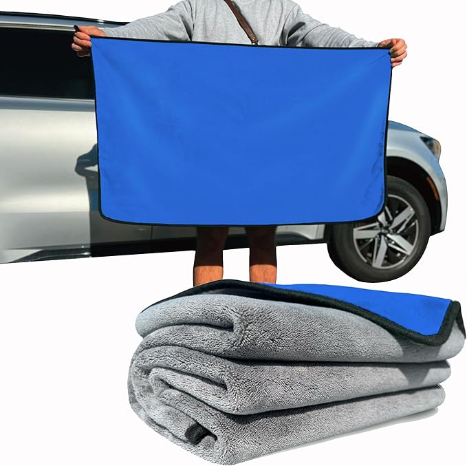 Extra Large Car Drying Towel - 800 GSM Premium Microfiber Drying Towels for Cars - Car Drying Towels Extra Large Super Absorbent, Professional XL Car Towel for Any Vehicle - 40x24, Blue