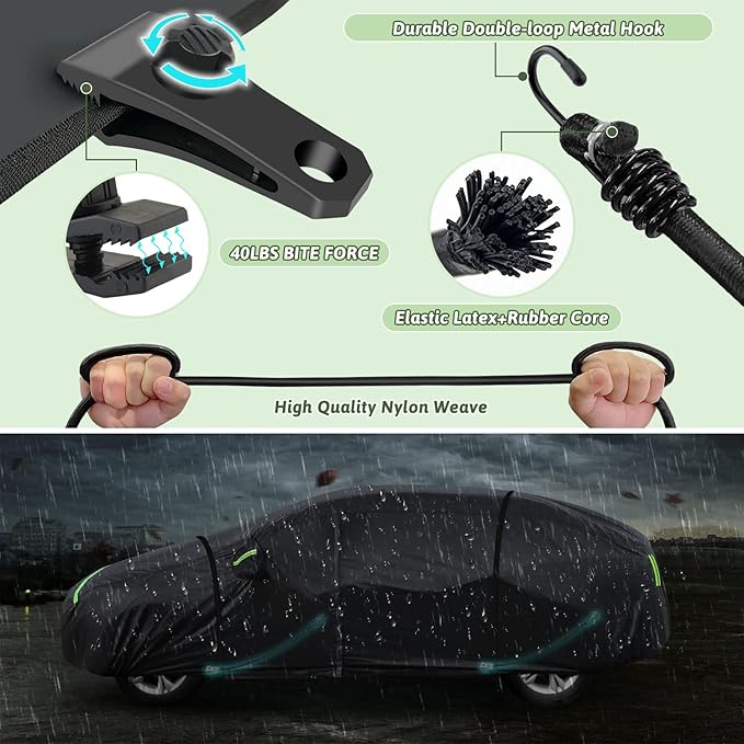 Car Cover for 2022-2025 Hyundai Ioniq 5, Waterproof All Weather Rain Sun UV Protection Heavy Duty Full Car Cover with Charge Port Opening & Windproof Straps for Hyundai Ioniq 5-Black