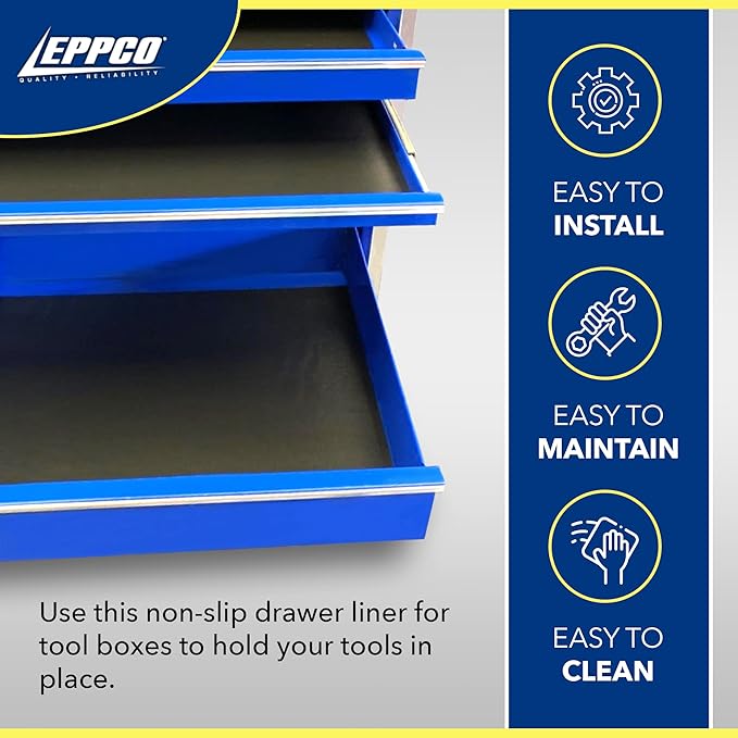EPPCO Enterprises Tool Box Drawer Liner 24-inch Wide x 72” Long Non-Slip Tools Chest Mat, Black