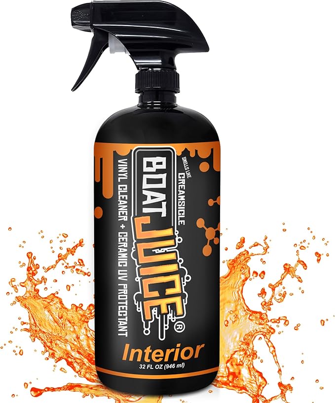 Boat Juice Interior 2-in-1 Vinyl Boat Seat Cleaner & Ceramic UV Protectant Spray | Marine Interior Detailing | Upholstery, Carpet & Plastic | Orange Creamsicle Scent | Made in USA