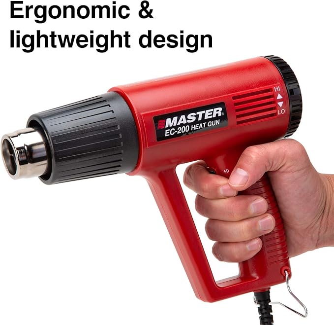 Master Appliance EC-200 Variable Temperature Heat Gun, Hot Air Gun, 120V, 10 Amps, 1200W, for shrink wrap, wire connectors, shrink tubing, crafts, stripping paint