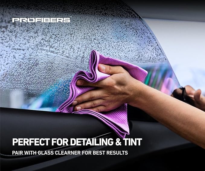 Crystal Clear Diamond Weave Glass & Chrome Microfiber Towels 12-Pack | 300 GSM 16x16 | Streak-Free Final Finish for Windows, Mirrors & Polished Surfaces (Blue)