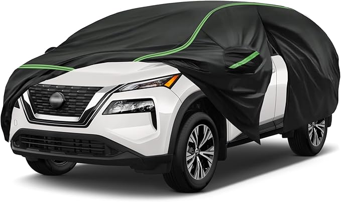 Car Cover fits Nissan Rogue 2008-2025, SUV Size, 6 Layers Waterproof All Weather Protection, Sun UV Rain Snow Resistant with Windproof Straps & Reflective Design