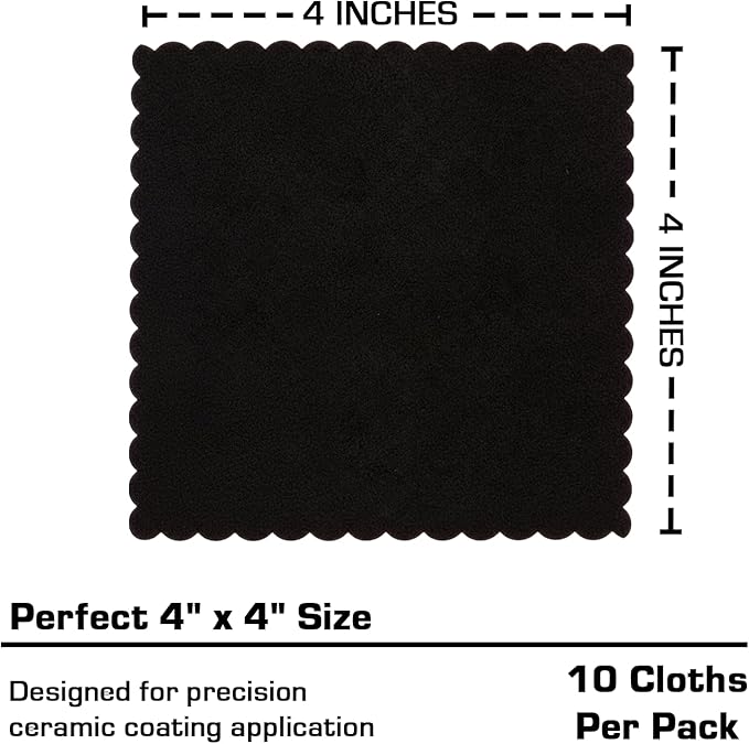 Microfiber Suede Cloth for Ceramic Coating Application 4" x 4" | Ultra Soft Edgeless Cloth for Use with A Foam Applicator
