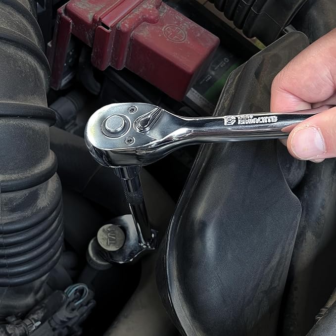 1/4-Inch Drive Ratchet, Quick-Release Reversible Ratchet Wrench, 72-Tooth 1/4 Drive Ratchet Handle, Chrome Alloy Made, Cr-Mo Head,Full Polished