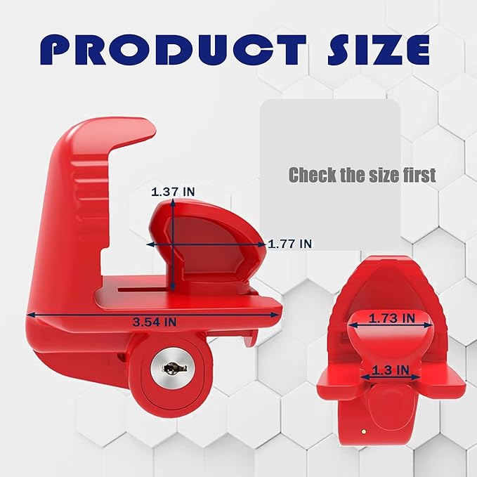 Heavy Duty Trailer Hitch Lock with Keys – Universal Coupler Lock Fits 1-7/8", 2", 2-5/16" Ball Hitches, Adjustable Steel Tongue Lock for Boat, RV, Camper & Truck, Anti-Theft Security, Red