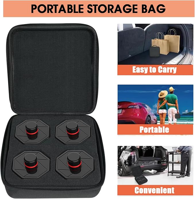 Big RED Lifting Jack Pads for Tesla Model Y/S/3/X:Non-Slip Jack Pucks Tesla Accessories for Battery & Chassis Protection,4 Packs with a Storage Case,ATSLS001R