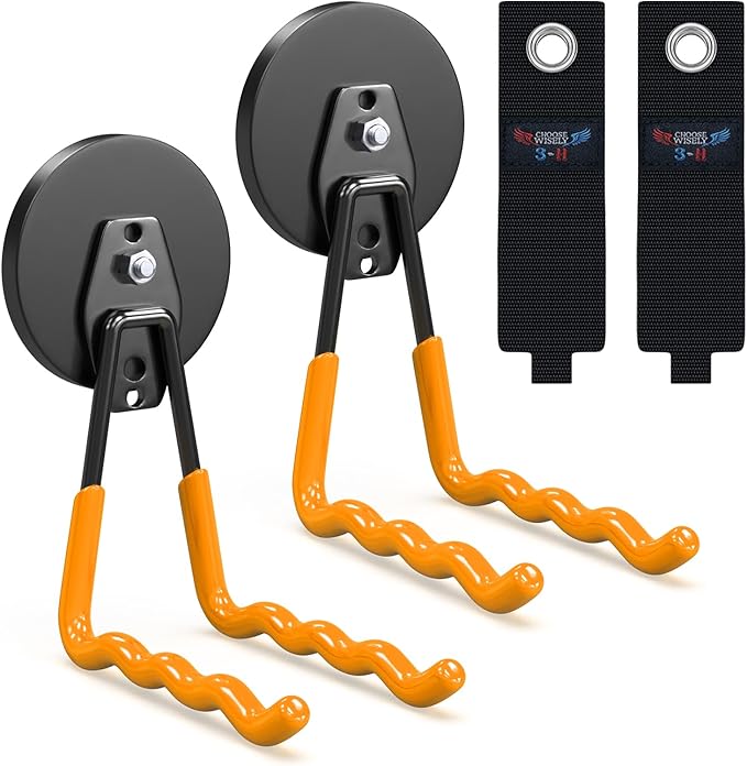 3-H Hook Magnets Heavy Duty 2 Large,2 Small,J Shape Strong Magnetic Hooks for Hanging Cordless Power Drill,Utility Magnetic Tool Holder for Metal Cabinet,Steel Pegboard Workshop,Toolbox,Garage(Orange)