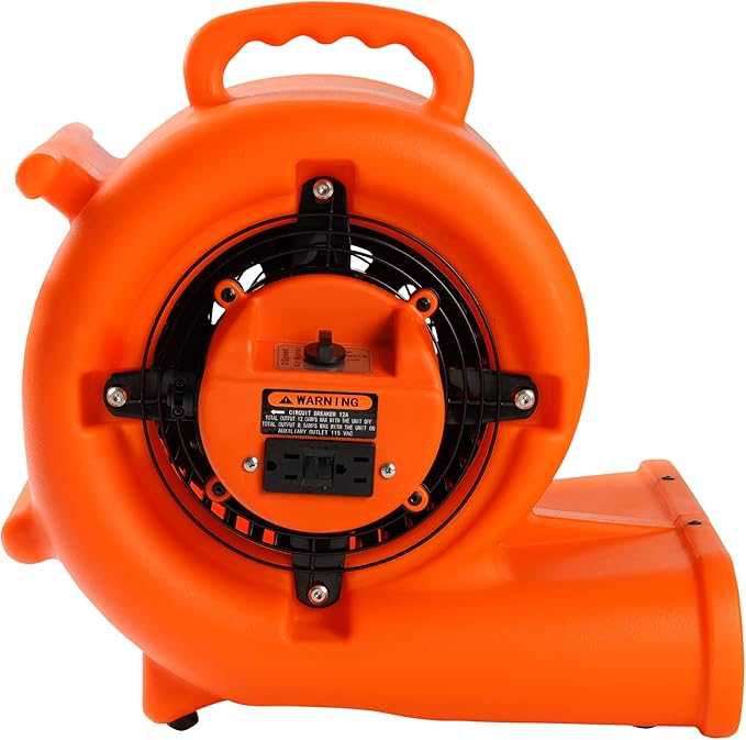 Mounto 1/3hp Air Mover 2000cfm Carpet Dryer Blower Floor Drying Fan - 3-Speed Air Mover w/Dual GFCI Outlet, 25ft Power Cord for Drying, Cooling, Air Circulation (Orange)