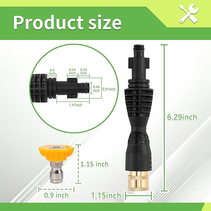 Foam Cannon Dual Connector Accessory for Pressure Washer, Double Tip Attachment Soap Cannon with Replacement Adapter for Portland Husky and Ryobi Power Washer, 1/4" Quick Connect, 5 Nozzles