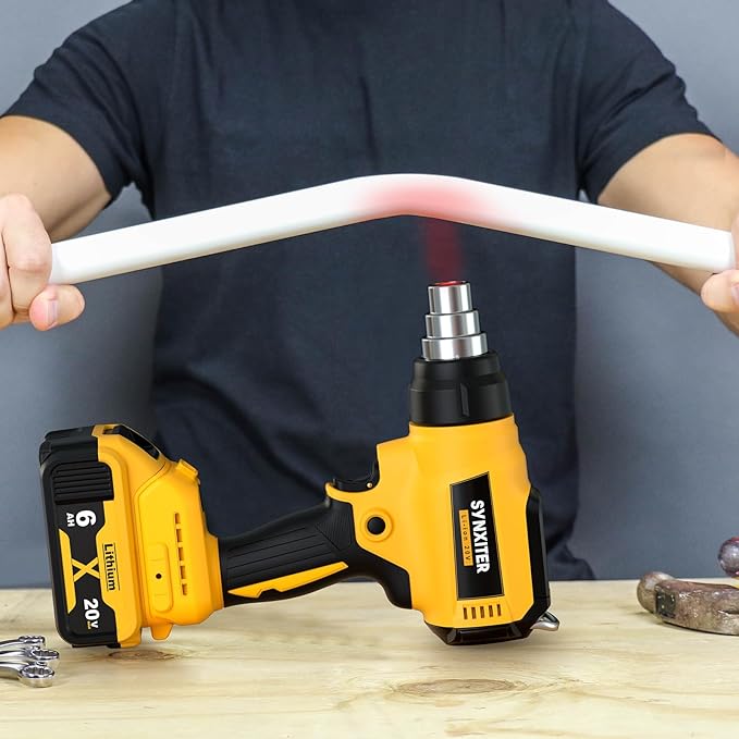 Cordless Heat Gun for Dewalt 20V Battery, 350W, LED Light, Fast Heating with Variable Temperature Control (122℉-1022℉), 4 Nozzles & Scraper for Crafts, Shrink Wrap (No Battery Included)