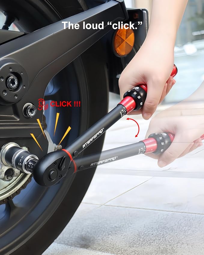 ATsafepro 3/8 Inch Torque Wrench,Torque Wrench 3/8 Drive-Dual Scales 5-50 Ft-Lb/6.8-68 Nm,3/8 Torque Wrench-72 Tooth Dual-Direction Click, Easy Use for Bike, Motorcycle and Car Repair