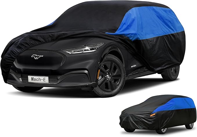 Ford Car Cover Custom Fit Ford Mustang Mach-E Waterproof All Weather, Lightweight Full Exterior Cover for Automobiles Outdoor Sun UV Rain Dust Snow Wind Protection.