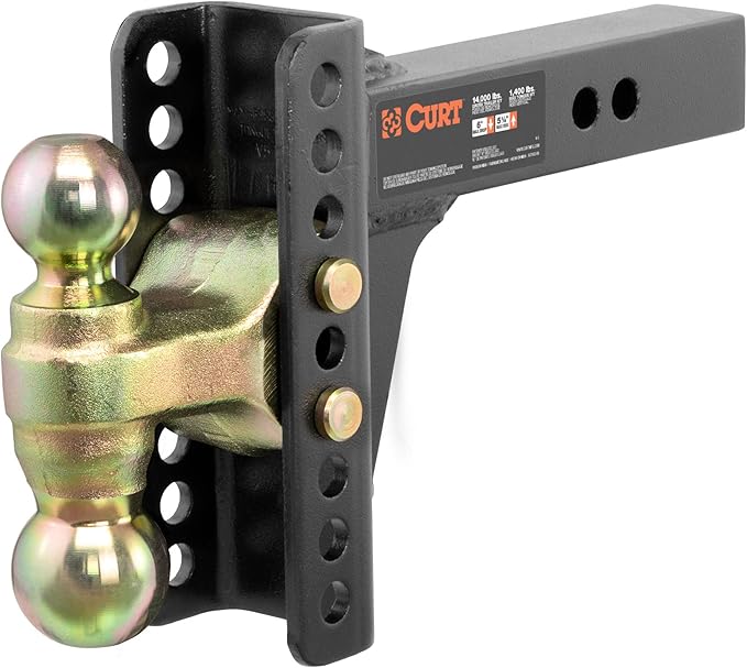 CURT 45900 Adjustable Trailer Hitch Ball Mount, 2-Inch Receiver, 6-Inch Drop, 5-1/4-Inch Rise + 23518 Black Trailer Hitch Lock 5/8-Inch Pin Diameter Fits 2-Inch Receiver