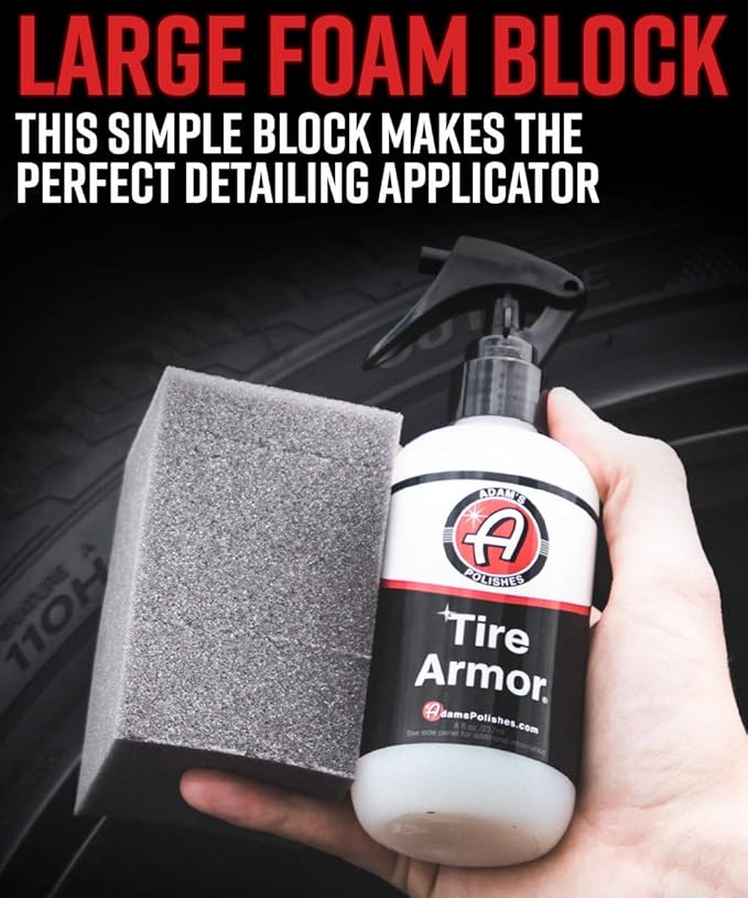 Adam's Tire & Trim Block Applicator - Trim Dressing & Tire Shine Applicator Foam Block for Car Detailing, Reusable & Customizable Durafoam Material