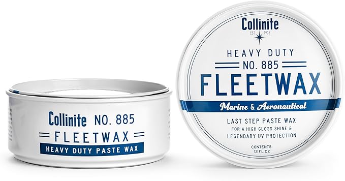 Collinite 885 Fleetwax-Marine & RV Heavy Duty Carnauba+Polymer Wax Sealant-Ultra Durable, Long-Lasting Fiberglass Protection. Provides High Gloss Shine + UV Protection + Prevents Oxidation (12 fl oz)