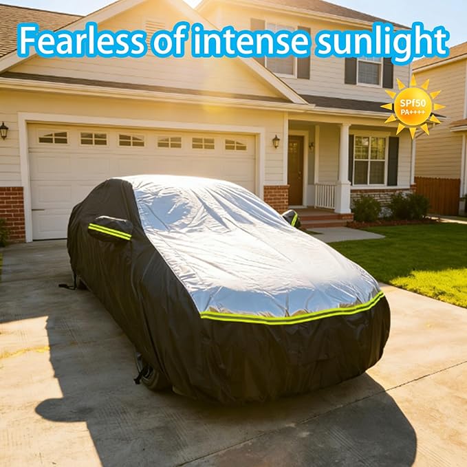 Car Cover Waterproof All Weather Tear-Resistant, Durable and Sun-Protective, Suitable for NissanSentra, Honda Civic, Kia K3/K4, Toyota Corolla, Hyundai Elantra, Fit Sedan Length (178-186 inch)