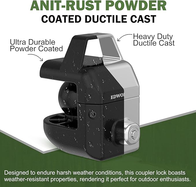 Trailer Coupler Lock N-LOK1 Heavy Duty Hitch Locks with Keys,Anti Theft RV Locks,ONLY Fit 2" Ball Coupler (2")