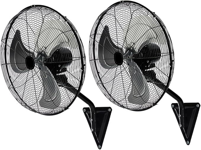TMWINGS 20 Inch Wall Mount Fan, 2 Pack Heavy Duty Oscillating Wall-Mounted Fan with 6600 CFM, High Velocity 3 Speed Fans with Adjustable Tilting for Workshop, Garage, Patios, Industrial, Black