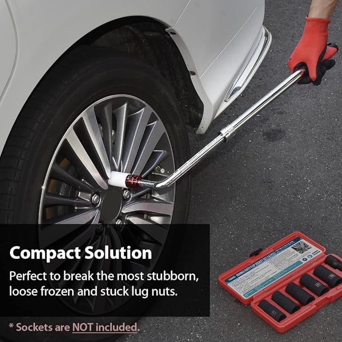 FIRSTINFO F32246D 1/2 Inch Drive Heavy Duty High Torque Extendable Wheel Lug Wrench, Professional Car Tire Repair Tools