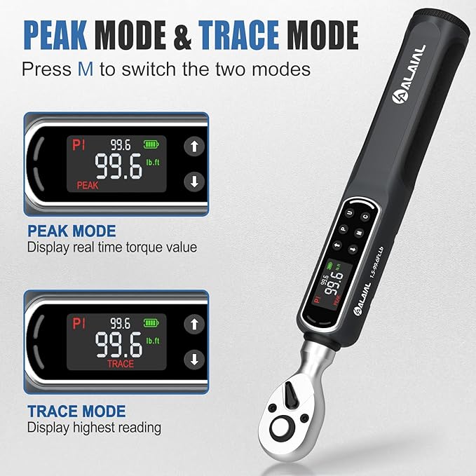 3/8" Digital Torque Wrench 1.5-99.6Ft.Lb/2-135Nm, ±2% Accuracy Electronic Torque Wrench with LED Display, Buzzer & Vibration Alert for Automotive, Car, Motorcycle, Bike Repair, Mechanics, DIY