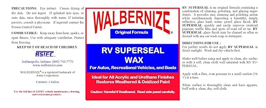 RV Superseal Wax for Autos, RVs, Airstream, Boats, Planes to Protect New Paint 1 Gallon Container