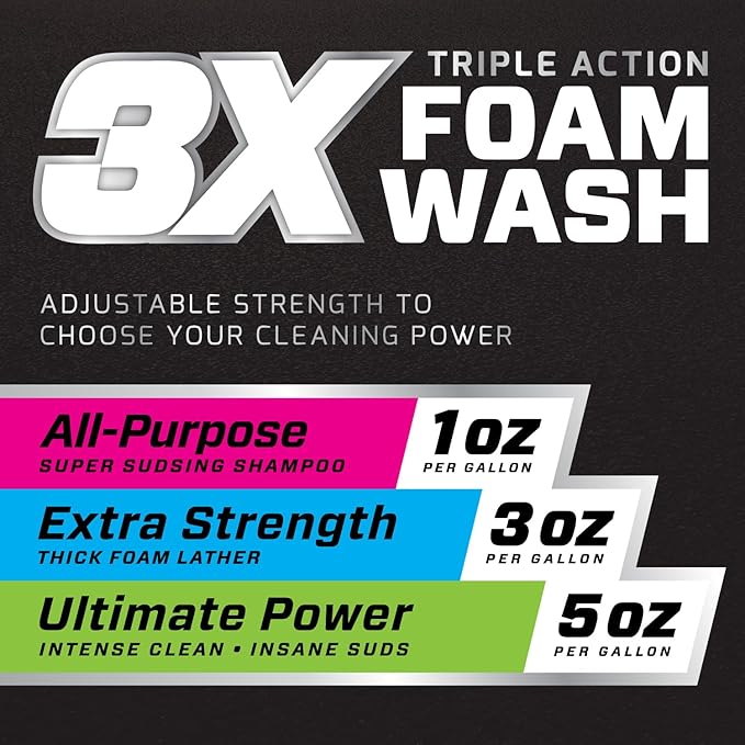 Mothers Triple Action Foam Wash, 100 oz. — pH Balanced, Eco-Friendly, Super-Sudsy, Foam Cannon, Safely Clean Without Stripping Wax, Sealant or Coating, Remove Dirt & Grime, Super Concentrated (05610)