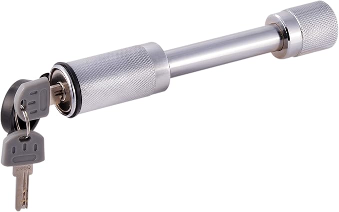 MaxxHaul 70050 Trailer Hitch Lock - Heavy Duty 5/8"- Hitch Locking Receiver Pin With 2 Keys, Chrome