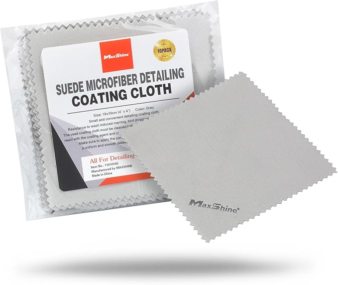 Maxshine Suede Microfiber Towel | 10 Pack, Ultra-Soft, Lint-Free, No Scratch | for Ceramic Coating, Car Waxing, Polishing | Detailing Cloth for Interior & Exterior