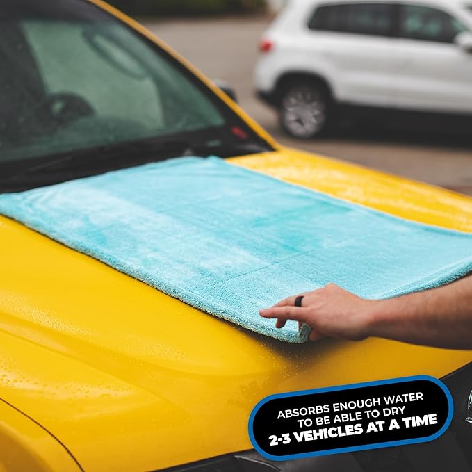 The Rag Company - The Liquid8r - Absorbent 70/30 Blend Microfiber Drying Towel for Cars, Trucks, SUVs, Safe for Detailing + Scratch Free, Twist Loop, 1100gsm, 25in x 36in, Aqua Blue