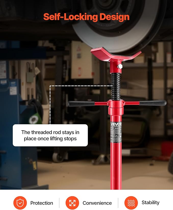 VEVOR Underhoist Support Stand, 3/4 Ton (1653 lbs) Capacity Under Hoist Jack Stand, Lifting from 54.02" to 83.86", Bearing Mounted Spin Handle, Self-Locking Threaded Screw, Support Vehicle Components