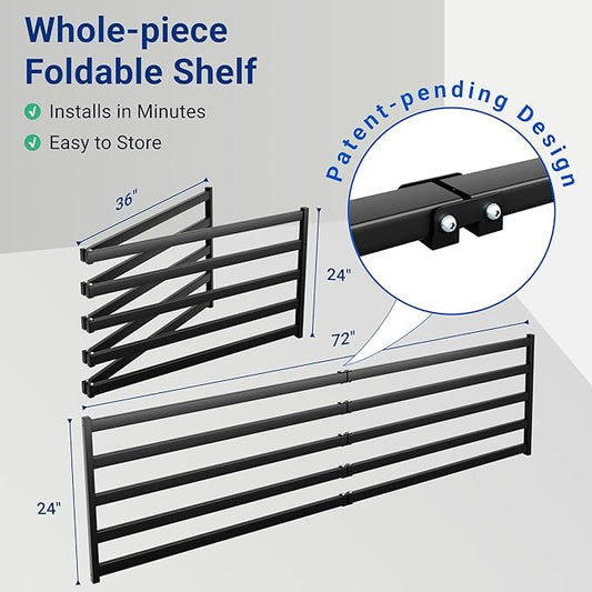 FLEXIMOUNTS 4-Pack 2x6ft Heavy Duty Garage Wall Shelving, 1200lbs Capacity, Garage Shelving Wall Mounted with 8 Hooks, Storage for Power Tools, Garden Supplies, Storage Bins, Lite Series