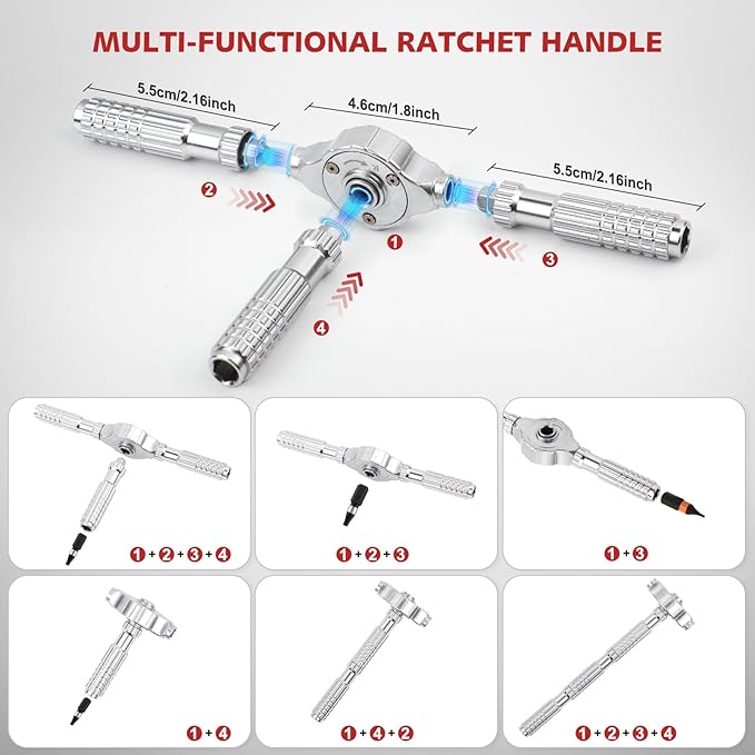 40 in 1 Magnetic Ratchet Screwdriver Set, S2 Steel Multi Bit Repair Tool Kit with Detachable Ratcheting Handle, Portable Compact Case for Furniture Assembly, Computer, Bicycle & DIY