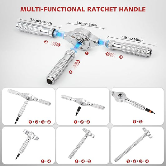 40 in 1 Magnetic Ratchet Screwdriver Set, S2 Steel Multi Bit Repair Tool Kit with Detachable Ratcheting Handle, Portable Compact Case for Furniture Assembly, Computer, Bicycle & DIY