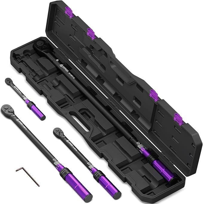 4PCS Torque Wrench, 1/4 3/8 1/2 3/4-Inch Drive Click Torque Wrench Set,20-240in.lb,10-110Ft.lb, 30-250Ft.lb, 100-650 Ft.lb, ±3% Precision with Dual Range Scales for Bike, Motorcycle, Car, Truck