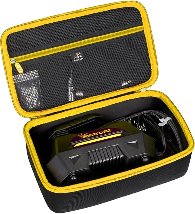 Aproca Case Compatible with AstroAI Tire Inflator Portable Air Compressor Tire Air Pump, Storage Hard Bag for Accessories-Black with Yellow zipper (Case Only)