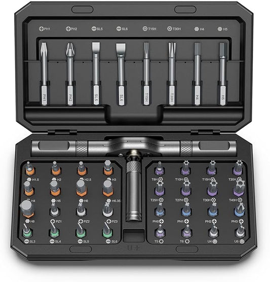 42 in 1 Magnetic Screwdriver Set, Multi Bit DIY Ratchet Screwdriver Set T Handle Detachable, Compact and Portable Versatile Precision Tool Kit for PC, Furniture, Bicycle