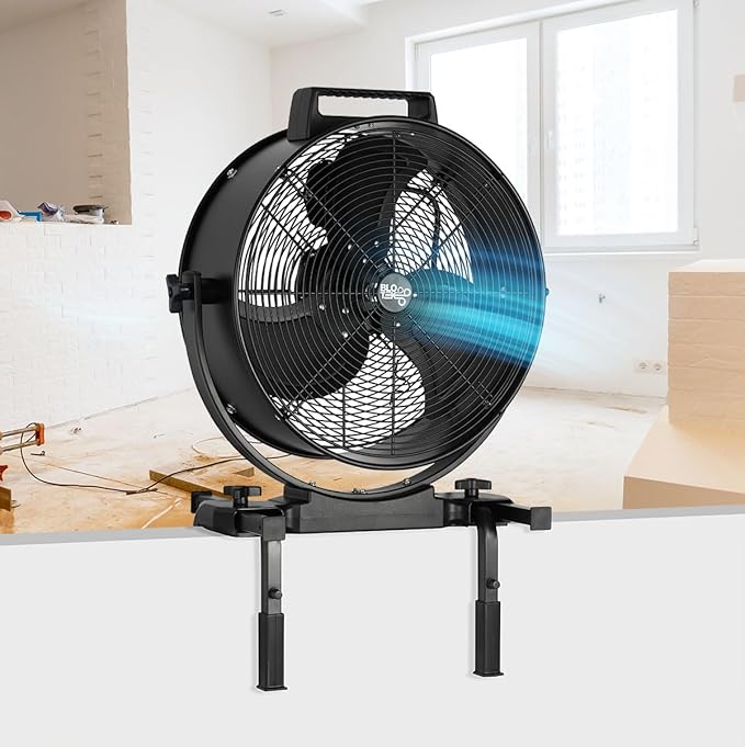 W58352 16-Inch Dust King High Velocity Floor, Exhaust, or Blower Fan, Black, 3-Speed, 270-Degree Adjustable Tilt, IP64 Waterproof, Ideal for Contractors and DIY in Warehouses and Factories