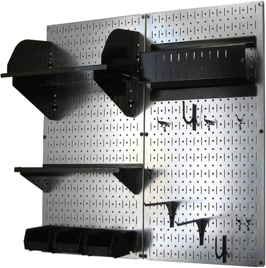 Wall Control Craft & Hobby Pegboard Organizer Storage Kit with Metallic Pegboard and Black Accessories